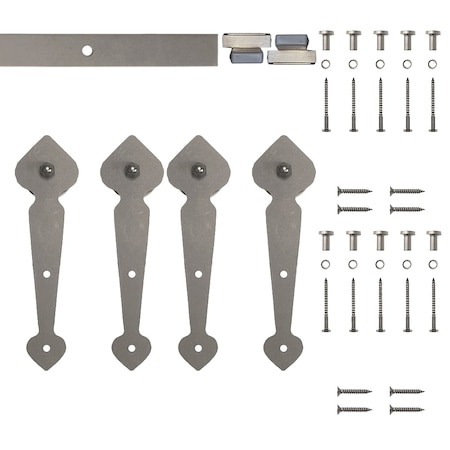 Quiet Glide Soft Close 72" Satin Nickel Spade Mini Double Barn Door Hardware NT.1310.10.SN-72-2-SC